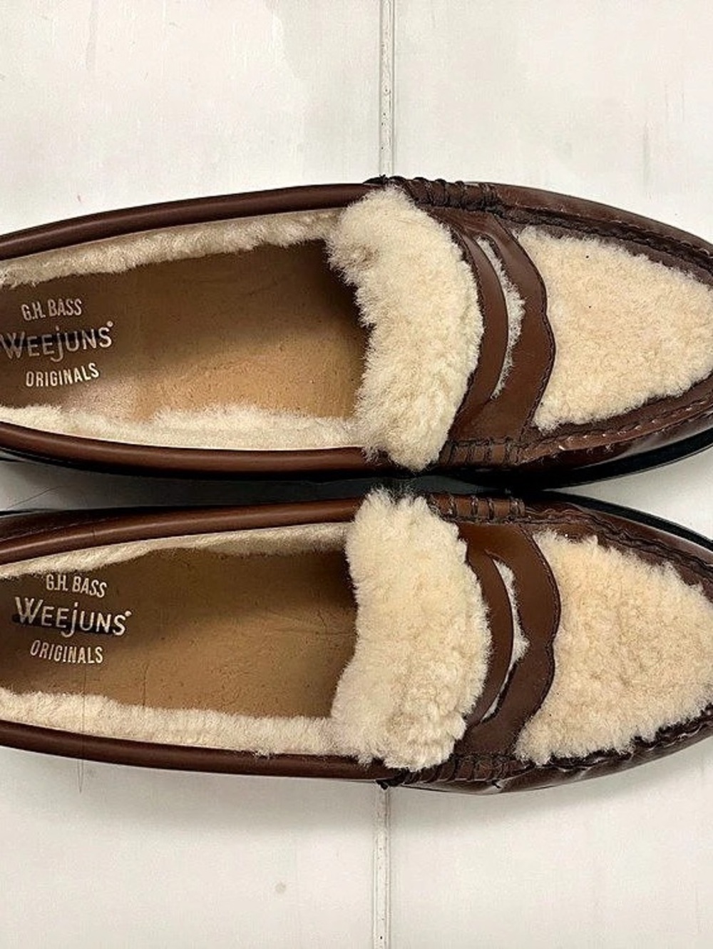 G.H. Bass Whitney Weejuns Shearling Loafers Brown US 8.5 M